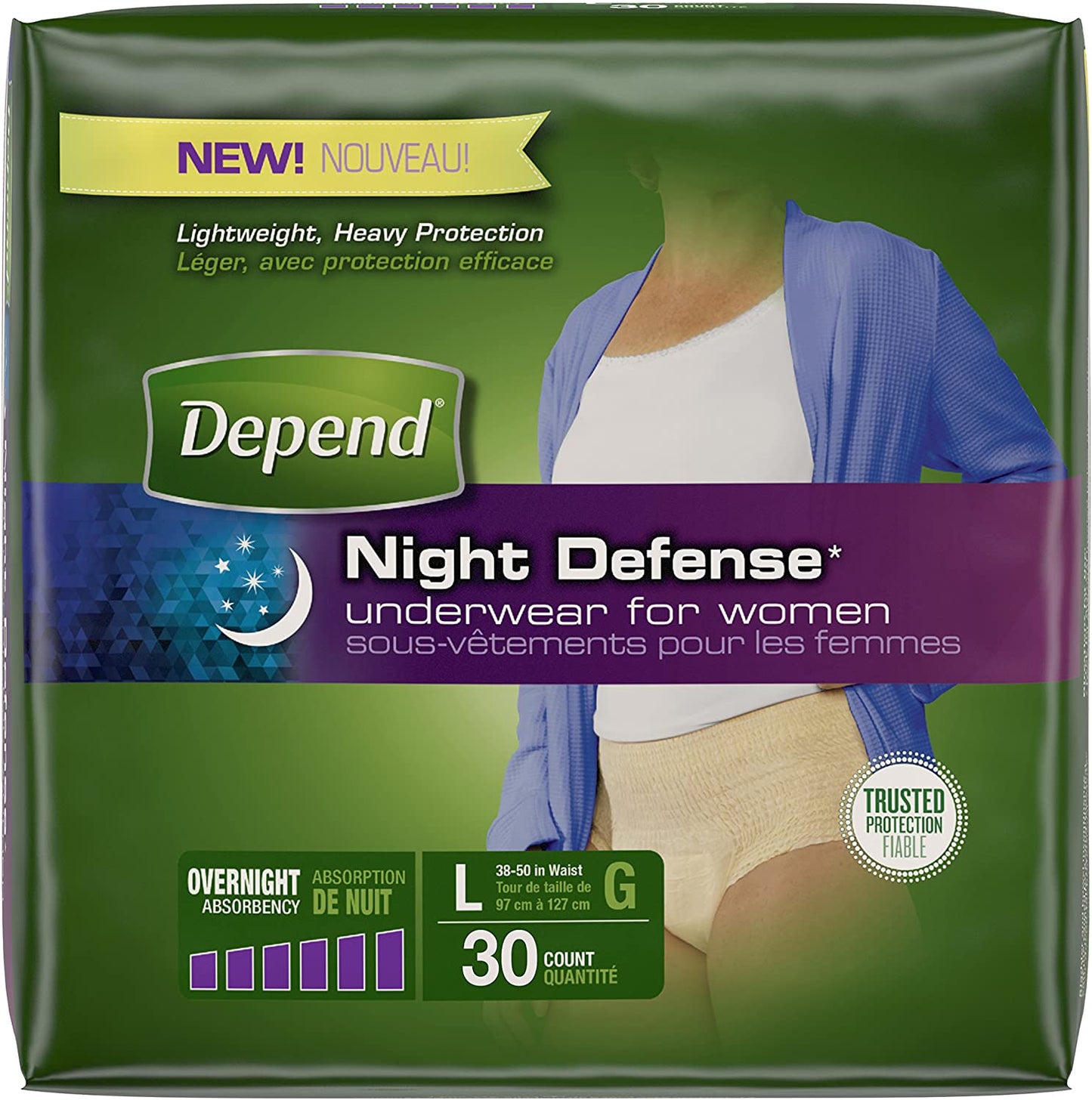 Small Overnight Depends Women's - Night Defense Incontinence Underwear,pack  of 16